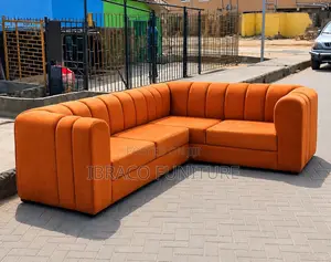 Babban Sofa Mai Siffar 'L' Launin Orange - Na Zamani Don Rufin Gida