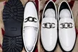 Men's White Leather Chain Loafers - Girman 41 - 1