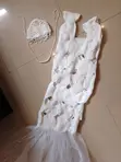 Doguwar Riga ta Hannu Farar Crochet don Lokacin Rani tare da Hular Kai - 1