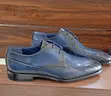 Genio Men's Blue Patterned Leather Lace-Up Shoes - 1