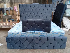 Brand New 6x6 Upholstered Bed Frame with Ottoman