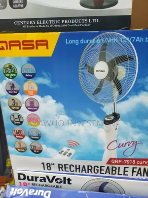 Qasa 18-Inch Curved Rechargeable Fan