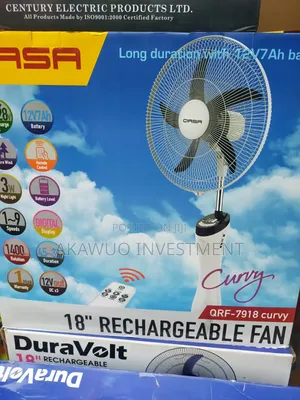Qasa 18-Inch Curved Rechargeable Fan