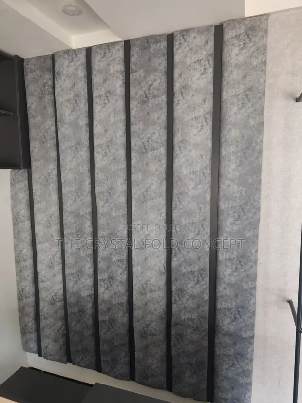 Padded Grey Fluted Wall Panel - 1