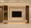 George Interiors TV Stand with Drawers - Wood & Marble - 1