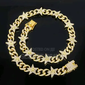 Iced Out Plain Cuban Link Chains - Zinari/Azurfa