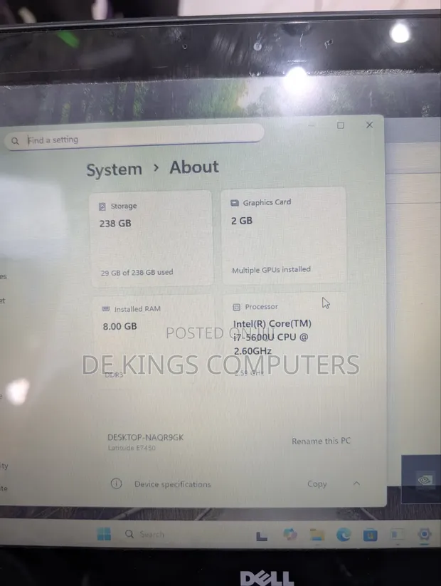Dell Latitude E7450 Laptop - Core i7, 8GB RAM, 256GB SSD - 1