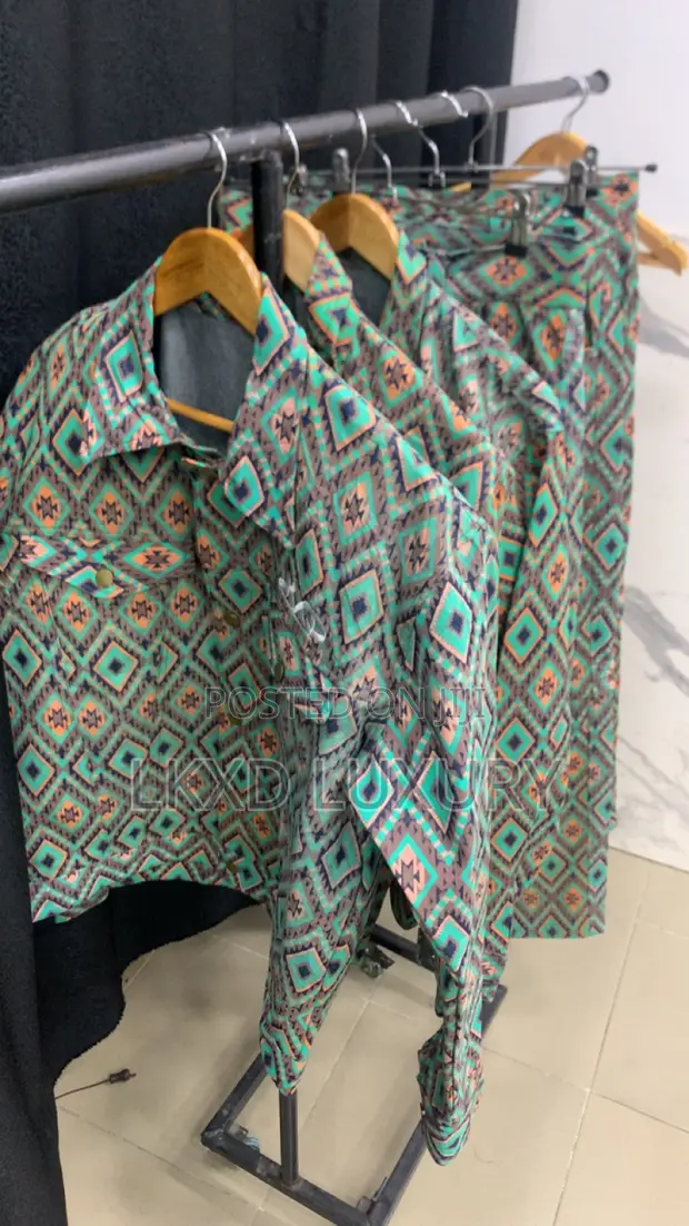 African Print Denim T-Shirt - 1