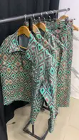 African Print Denim T-Shirt - 1