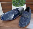 Genio Men's Blue Suede Slip-On Shoes with Stone Detail - 2