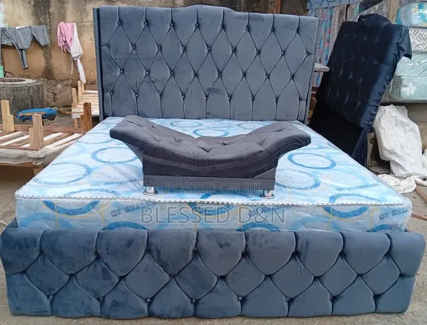 Quality Standard 6/6 Upholstered Bed Frame with Ottoman - 1