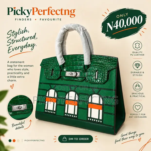Green Architectural Structured Handbag - 1