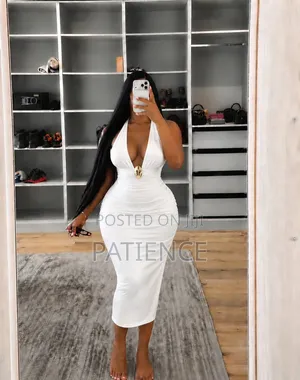 Zr Brand Kyakkyawar Farar Ruched Halter-Neck Midi Dress - Size SML