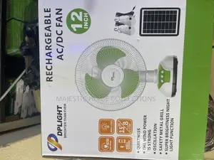 DP Light 12-Inch Rechargeable AC/DC Fan with Solar Bulbs