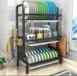 3-Tier Dish Rack with Cutlery & Knife Holders - 2