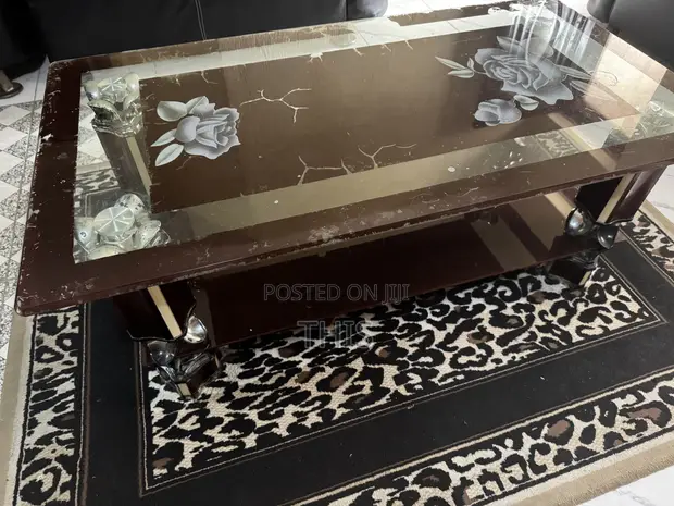 8 Seater Sofa Set with Tempered Glass Centre Table & TV Shelf - 1