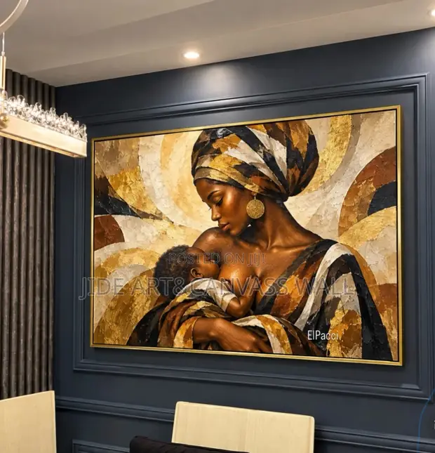 Breastfeeding Mother Wall Art Frame on Rough Canvas - 1