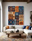 African Woodcut Art - Abstract Geometric Mandala Wall Art - 2