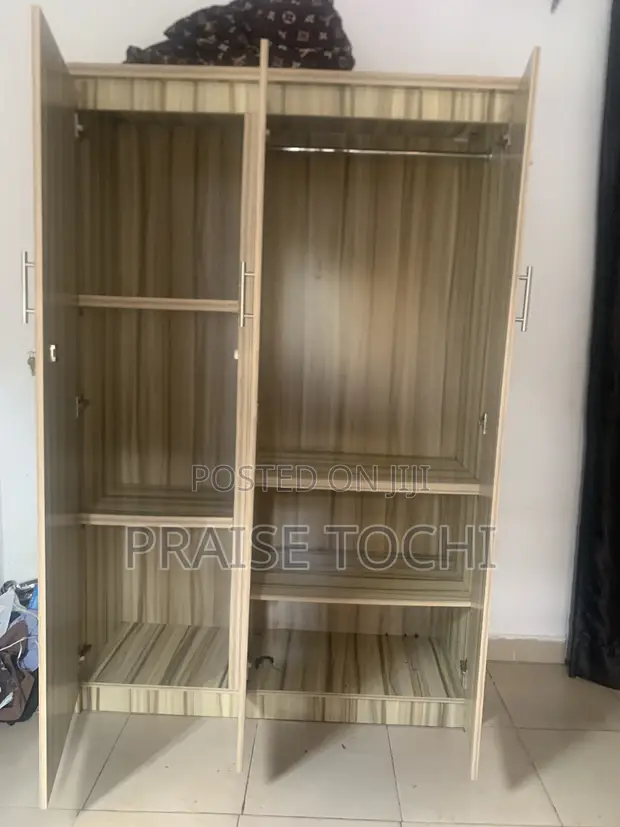 Used Solid Wood Wardrobe - 3 Doors, Brown - 1