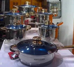 Hoffavorer Premium Cookware Set - Shuɗi & Bakin Karfe