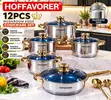 Hoffavorer Premium Cookware Set - Shuɗi & Bakin Karfe - 4