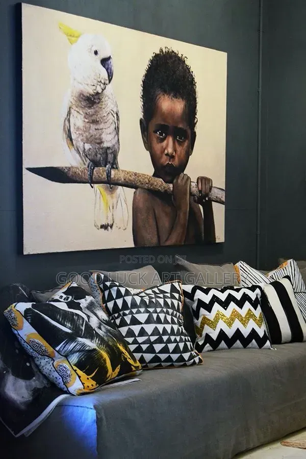 Child with Cockatoo Canvas Wall Art - 1