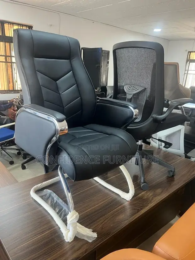 Executive Leather Visitors Chair - Brand New - 1