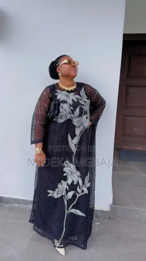 Premium Black Floral Boubou Lace Maxi Dress - RTWbyJide