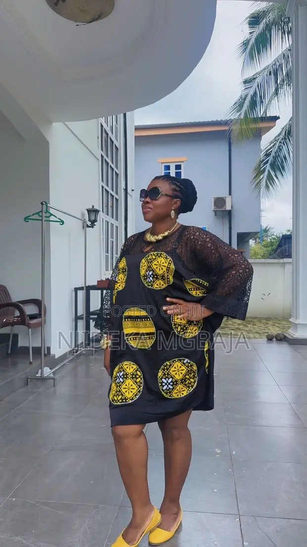 Chic Black & Yellow Ankara Patchwork Dress - RTWbyJide - 1