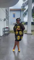 Chic Black & Yellow Ankara Patchwork Dress - RTWbyJide - 2