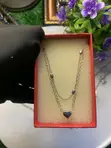 Double Layer Heart Necklace - Silver Color - Women - 2
