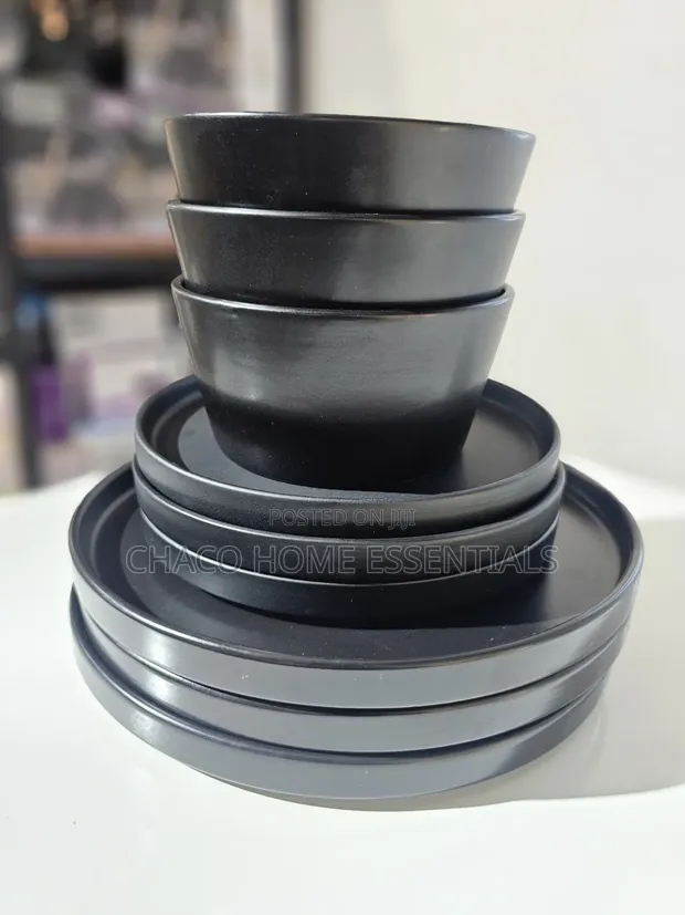 Black Ceramic Dinnerware Set - Kai kaɗai ko Cikakken Set - 1