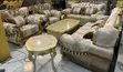 Luxury Royal Velvet Sofa Set with Gold Accent Frames & Tables - 2