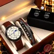 Kyakkyawar Agogon Hannun Maza na Cartier tare da Cufflinks da Bracelet - 4