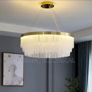 Fitilar Chandeli mai Zinare da Crystal na Zamani