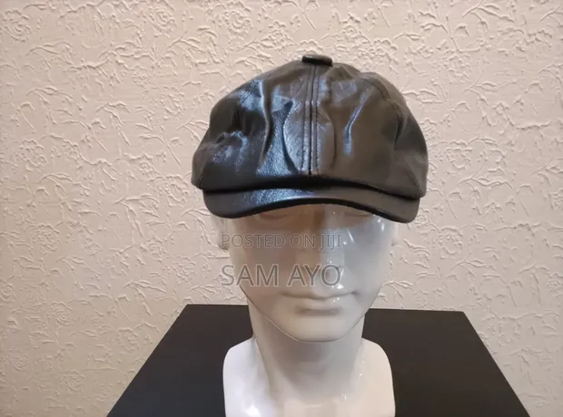 PU Leather Papas Octagonal Cap - Black - 1