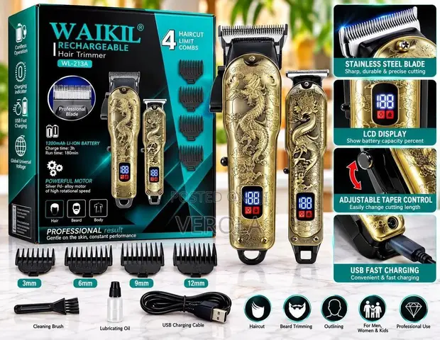 WAIKIL WL-213A Rechargeable Hair Trimmer & Beard Clipper - Zinari - 1