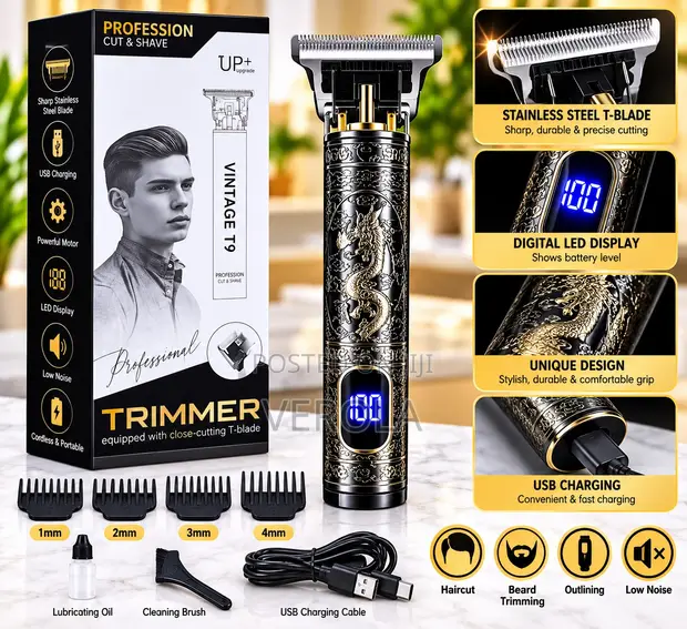 Digital T9 Rechargeable Hair Clipper & Beard Trimmer - 1