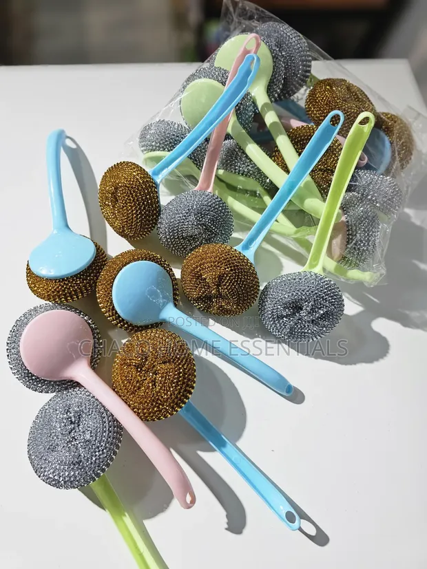 Long Handle Steel Wire Dishwashing Scrubber Brush - 1