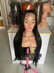 Human Hair Blend with 13x4 Closure, Natural Color, 30 Inches - 1