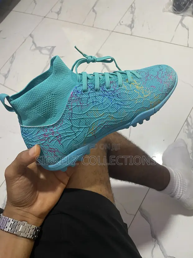 Teal High-Top Football Boots - Lightweight Knit - 1
