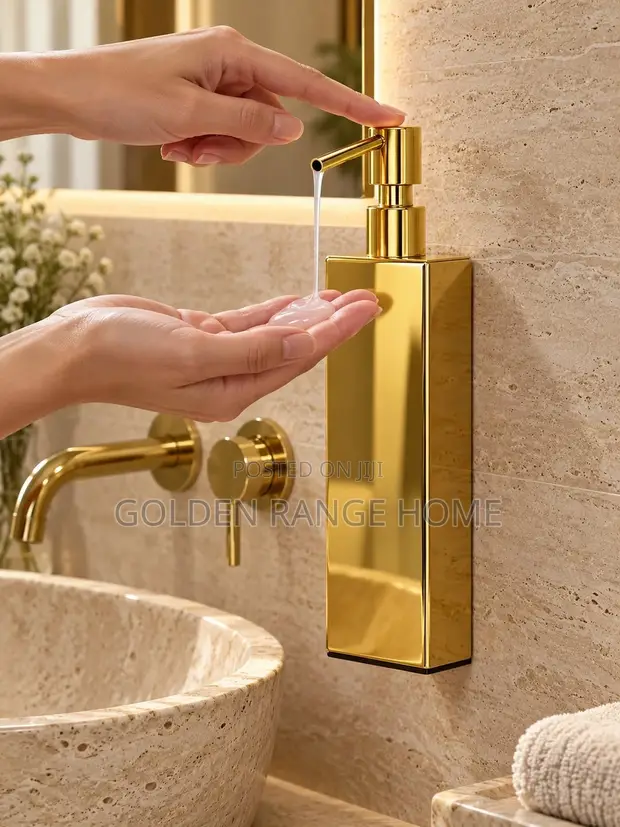 Premium Wall Mount Liquid Soap Dispenser - Gold - 1