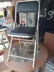 Black Folding Chair with Chrome Base - 2
