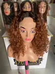 Human Hair Blend with 5x5 Closure, 16 Inch, Dark Brown - 1