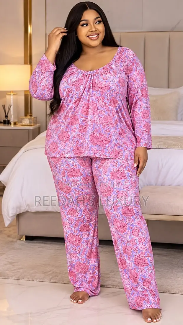 Plus Size Floral Bloom Loungewear Set - 1