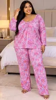 Plus Size Floral Bloom Loungewear Set - 1