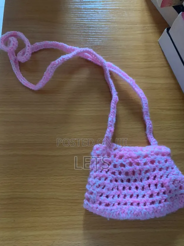 Pink Crocheted Handbag - 1