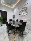 6 Seater Black Foreign Dining Table Set - 2