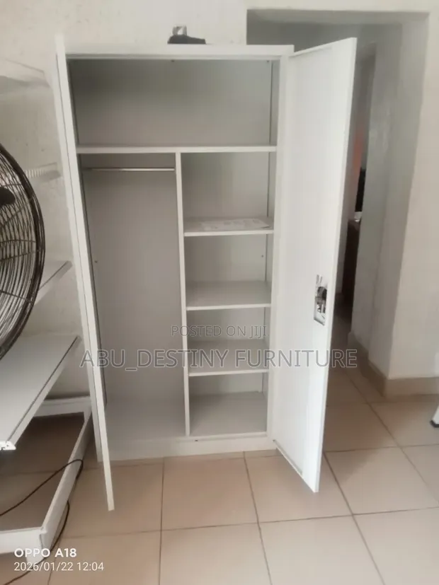 White Metal Wardrobe Cabinet - 1