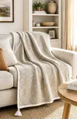 Luxury Boho Sofa Throw Blanket with Tassels - 3